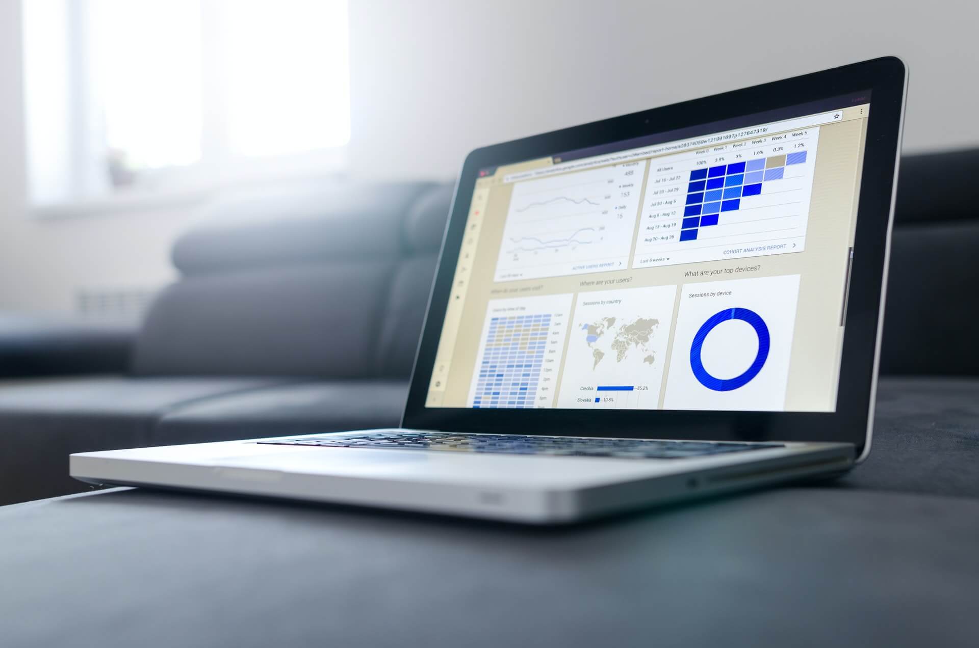 Laptop showing analytics data