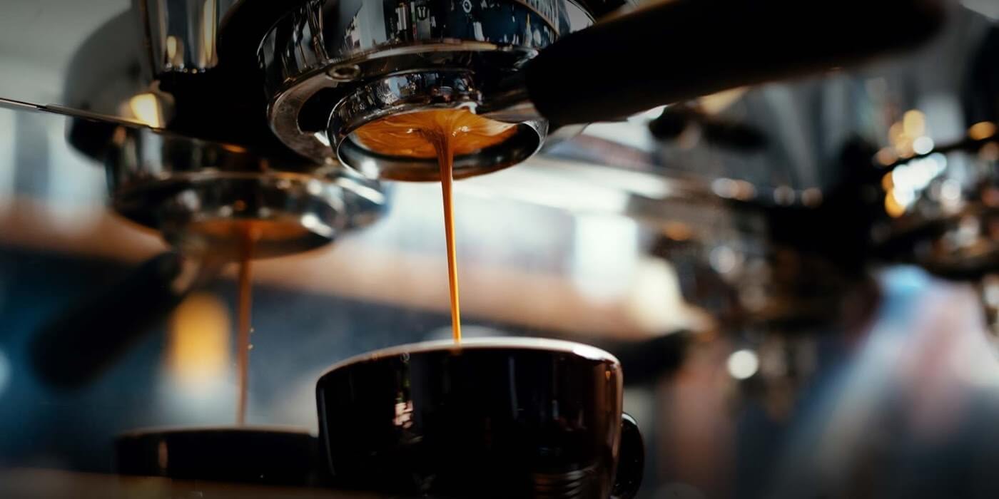 Coffee machine, pouring a coffee