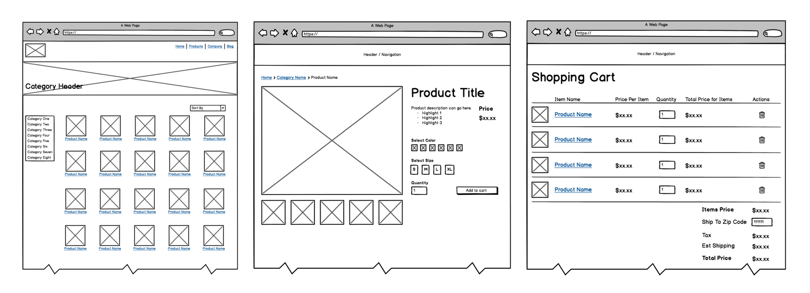 Three key screen examples